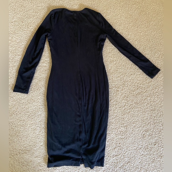 Marine Layer Lexi Rib Long Sleeve Midi Dress in Black - Picture 10 of 15